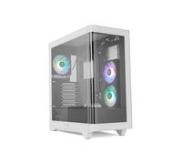 NOX Xtreme Products Hummer Ether - Semitorre ATX | M-ATX | ITX, Cristal Templado Curvo, Espacio para 9 Ventiladores, 3 x 120mm ARGB PWM incluidos, USB-C y 3.0, Filtro Superior Magnético, Blanco/Negro