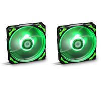 Nox Hummer H-FAN -NXHUMMERF120LG- Ventilador para Caja PC 120mm, LEDs brillantes, 7 aspas traslúcidas, rodamientos hidráulicos, esquinas soporte goma, color verde - negro (Paquete de 2)