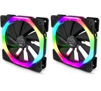 NOX Hummer S-FAN - Ventilador PC 120 mm con doble anillo LED ARGB Rainbow, pads de goma antivibración, gran flujo de aire, conector 3 pines, color negro (Paquete de 2)