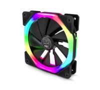 NOX Hummer S-FAN - Ventilador PC 120 mm con doble anillo LED ARGB Rainbow, pads de goma antivibración, gran flujo de aire, conector 3 pines, color negro