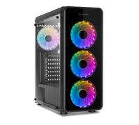 NOX Xtreme Products Hummer TGM - Caja ARGB ATX con 4 Ventiladores 120 mm ARGB, Cristal Templado, USB 3.0, Compatible Micro ATX/ITX, Espacio hasta 6 Ventiladores, Negro