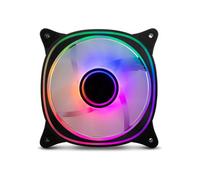 NOX XTREME PRODUCTS Hummer V-FAN - Ventilador PC 120 mm ARGB efecto espejo infinito, 9 aspas traslúcidas, rodamientos hidráulicos, esquinas de goma, negro