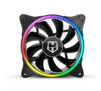 NOX Hummer X-FAN - Ventilador PC 120 mm con doble anillo LED ARGB Rainbow, ultra silencioso con pads antivibración, gran flujo de aire, conector 3 pines, negro