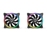 NOX Hummer X-FAN - Ventilador PC 120 mm con doble anillo LED ARGB Rainbow, ultra silencioso con pads antivibración, gran flujo de aire, conector 3 pines, negro (Paquete de 2)