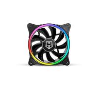 NOX Hummer X-FAN - Ventilador PC 120 mm con doble anillo LED ARGB Rainbow, ultra silencioso con pads antivibración, gran flujo de aire, conector 3 pines, negro