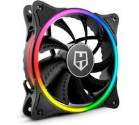 NOX Hummer X-FAN - Ventilador PC 120 mm con doble anillo LED ARGB Rainbow, ultra silencioso con pads antivibración, gran flujo de aire, conector 3 pines, negro