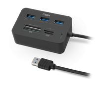 NOX Xtreme Products Card Reader Complete USB 3 - HUB USB y Lector de Tarjetas, USB 3.0, Compatible Windows/Mac/Linux, Dimensiones 77×50×26 mm, Color Negro