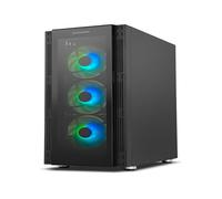 NOX Xtreme Products Hummer Horus - Semitorre E-ATX, M-ATX, Panel Lateral y Frontal de Cristal Templado, 4 Ventiladores ARGB 120 mm incluidos, Control RGB, Color Negro