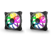 NOX XTREME PRODUCTS Hummer A-FAN - Ventilador PC 120 mm LED ARGB Rainbow, ultra silencioso con pads antivibración, gran flujo de aire, conector 3 pines, negro (Paquete de 2)