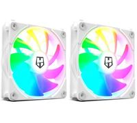 NOX XTREME PRODUCTS HUMMER EASY LINK WHITE - Ventilador 120mm LED ARGB, PWM ultrasilencioso, sin cables, 9 aspas, 4 pads antivibración, velocidad hasta 1500 RPM, color blanco (Paquete de 2)