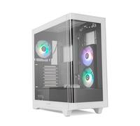 NOX Xtreme Products Hummer Ether - Semitorre ATX | M-ATX | ITX, Cristal Templado Curvo, Espacio para 9 Ventiladores, 3 x 120mm ARGB PWM incluidos, USB-C y 3.0, Filtro Superior Magnético, Blanco/Negro