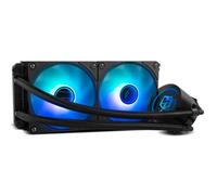 NOX XTREME PRODUCTS HUMMER M-240 - Refrigeración líquida ARGB para Intel y AMD, 2 ventiladores 120 mm PWM, bomba con base de cobre y efecto espejo infinito, radiador doble de aluminio, negro