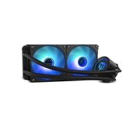 NOX XTREME PRODUCTS HUMMER M-240 - Refrigeración líquida ARGB para Intel y AMD, 2 ventiladores 120 mm PWM, bomba con base de cobre y efecto espejo infinito, radiador doble de aluminio, negro