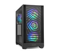 Caja Pc Hummer Plasma Atx Panel Frontal Mesh Cristal Templado 4x Ventiladores Argb Preinstalados, Usb-C Y 3.0, Negro