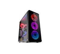 NOX XTREME PRODUCTS HUMMER TGX - Caja RGB Rainbow ATX con 4 Ventiladores 140 mm LED RGB, Frontal Cristal Templado, Espacio hasta 9 Ventiladores, USB 3.0, Compatible Micro ATX / ITX, Negro
