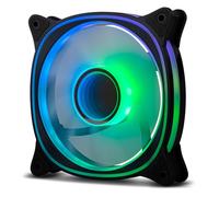 NOX XTREME PRODUCTS Hummer V-FAN - Ventilador PC 120 mm ARGB efecto espejo infinito, 9 aspas traslúcidas, rodamientos hidráulicos, esquinas de goma, negro