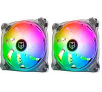 NOX XTREME PRODUCTS HUMMER X140 - Ventilador para caja PC 140 mm, LED ARGB, 7 aspas translúcidas, diseño silencioso, rodamientos hidráulicos, esquinas con soporte de goma, color negro (Paquete de 2)