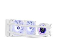 NOX XTREME PRODUCTS X-240 LCD WHITE - Refrigeración líquida ARGB con pantalla LCD personalizable, Intel y AMD, 2 ventiladores 120mm control PWM, bomba base de cobre, radiador doble aluminio, blanco