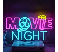 NOXET Film Night letrero de neón rosa y azul letrero de neón con logotipo LED ajustable letrero de neón de cine grabado Cine en casa cine sala audiovisual privada cine de fiesta de cine