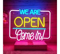 NOXET We Are Open Come in Letrero de neón Letreros de neón abiertos Letreros LED abiertos coloridos Letra abierta Luz de neón para restaurante Cafetería Club Tienda Supermercado Letrero comercial