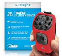 noxgear Altavoz Bluetooth portátil de 39 g, mini clip magnético, resistente al agua hasta 15 horas de reproducción, Bluetooth con clip, altavoz portátil con micrófono, rango de 100 pies (color: rojo)