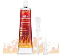 NoxGule Pegamento Alta Temperatura, Silicona Alta Temperatura, Silicona Transparente, Sellador Impermeable Apto para Chimeneas, Estufas, Hornos, Microondas y Cocinas de Inducción, 100 ml