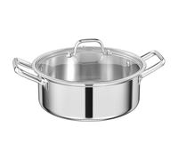 Noxtioanip Cacerola Baja 28 cm, Rustidera Redonda Antiadherentes 6 L, Cazuela, Rustidiera de Acero Inoxidable con Tapa de Cristal, para Todo Tipo de Cocinas, Apto para Lavavajillas