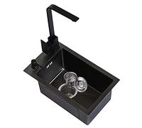 NOYHHAV lavabo sobre encimera con Grifos negro cocina fregadero lavabo Pequeño lavamanos baño Fregaderos pequeños para Accesorios（Color: Negro，38 * 30 * 22CM）