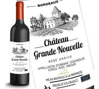 NOZHAM X5 Etiquetas Botella de vino Anuncio de embarazo Original Nacimiento Bebé Llega - Anuncio de Navidad - Secret Santa - Abuelo - Abuelita - Tonton - Tata - Papá
