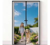 NOZIT DOOR Mosquitera Puerta Magnética 135x210 cm, Anti-Insectos, Cortina Mosquitera para Puerta Exterior Cocina Balcón y Patio, Fácil instalación, Apto para Niños Mascotas, Negro