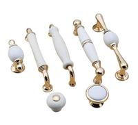 NOZLIHMH Perillas de gabinete porcelana blanca estilo europeo, manijas for cajones cocina, perilla puerta, tirador muebles for(B - CC 128mm)