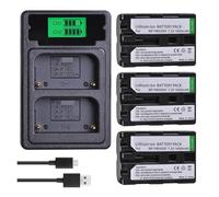 NP-FM500H Batería For Cámara NP FM500H + Cargador Dual USB LCD con Puerto Tipo C, Compatible con Sony 。 For A200 A200K A200W A300 A350 A450 A580(3Battery withCharger)