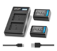 NP-FW50 Batería (Paquete de 2) y LED Doble Tipo-C Cargador para Sony Alpha 6500 6400 6300 6000 7 7II 7R 7RII RS 7SII A7 A7II A7R A7RII A7S A7SII A6500 A6400 A6300 A6000 A7S2 NEX-3/5/7 Cámara