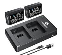 NP-FW50 Baterías para Uso doméstico y Juego de Cargador Doble USB para Sony A6000, A6500, A6300, A7, A7II, A7RII, A7SII, A7S, A7S2, A7R, A7R2, A55, A5100, RX10 Accesorios (Puerto Micro USB, 1300mAh)