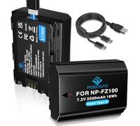 NP-FZ100 USB-C Batería de repuesto de carga directa 2500 mAh para Sony ZV-E10 Alpha A6000 A6500 A6300 A5100 A7II A7RII A7SII A7S A7S2 A7R A7R2 A3000 A33 A35 A35 A33 7A55 Cámara RX10 NEX5 (2 baterías)