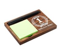 NPA226 - Soporte de notas adhesivas de madera para el primer aniversario de trabajo, 6.5 x 4.7 pulgadas, dispensador de bloc de notas adhesivas para hacer diferencias en el escritorio, regalos de