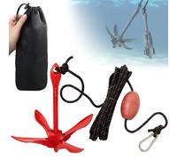 NPENGHUI Kit de anclaje para kayak de 1.5/3.5 libras, ancla plegable compacta con boya de marcador de cuerda marina y bolsa de transporte, accesorios portátiles para kayak, canoas, SUP, moto acuática