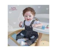 Npk 55cm Brown Hair Cuddly Soft Body Baby Boy Bebe Doll Reborn Doll Real Touch Hand Rooted Hair Collectibles