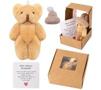 nplaseta Mini Osito de Peluche, Worry Bear Hug In A Box, Mini Oso con Tarjeta Inspiradora Muñeca De Peluches para Familiares Amigos y Compañeros Trabajo