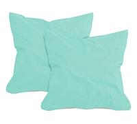 npluseins 2 Unidades algodón Almohada - Jersey - Muchos Colores 1331.1812, Verde Menta, ca. 40 x 40 cm