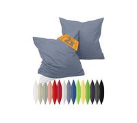 npluseins 698.898 - Juego de 2 fundas de almohada (100% algodón, 50 x 50 cm), color azul vaquero