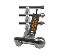 npluseins Barra cortina, 160-310 cm, Barras cortinas extensibles, telescópica de 1 vía Ø 13/16, set + accesorios, 1569.2259 - bola cromada