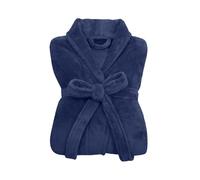 npluseins Bata para mujer y albornoces para hombre, albornoz de forro polar con cuello de bufanda, albornoz para sauna para mujer mullido, marine, M