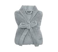 npluseins Bata para mujer y albornoces para hombre, albornoz de forro polar con cuello de bufanda, albornoz para sauna para mujer, mullido, talla M, gris