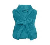 npluseins Bata para mujer y albornoz para hombre, albornoz de forro polar con cuello de bufanda, albornoz para sauna para mujer, mullido, 1690.2379, XXL, azul petróleo