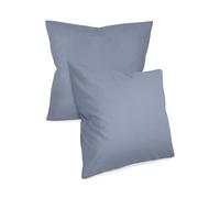 npluseins fundas de almohada de un solo color en pack doble y diseño discreto 1154.1498, aprox. 80 x 80 cm, azul vaquero