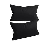 npluseins - Fundas de almohada de un solo color en paquete doble y diseño discreto 1154.1498, aprox. 30 x 50 cm, negro