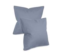 npluseins fundas de almohada de un solo color en paquete doble y diseño discreto 1154.1498, aprox. 50 x 50 cm, azul vaquero