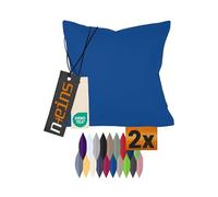 npluseins Juego de 2 fundas de almohada de algodón, diseño sencillo, 30 x 50 cm, color azul