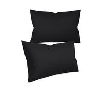 npluseins juego de 2 fundas de almohada de un solo color y diseño sutil 1154.1498, aprox. 40 x 60 cm, negro